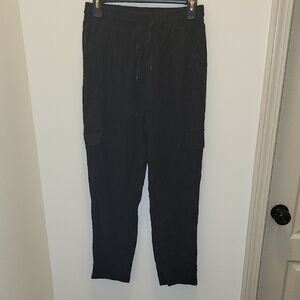 Ci Sono Black Linen Blend Pull On Cargo Pants Sz Small 26" Inseam EUC